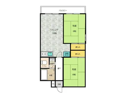 大滝第一ビル(2LDK/4階)の間取り写真