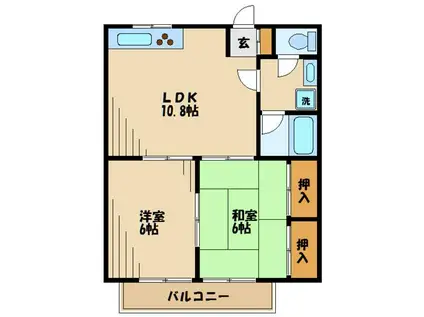 ウィズ調布リバーサイド(2LDK/1階)の間取り写真