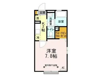 PARK CLAIR II(1K/2階)の間取り写真