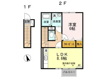 ル・ソレイユ(1LDK/2階)の間取り写真