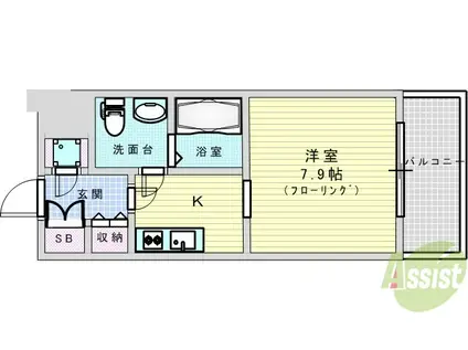 レジディア江坂(1K/9階)の間取り写真