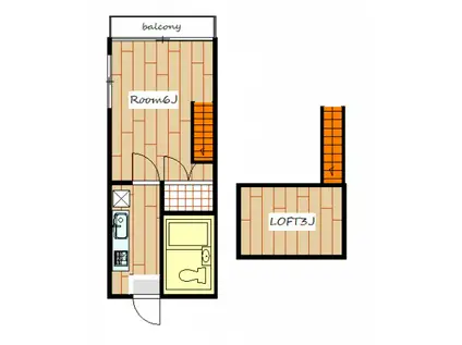 シャルマン日高B棟(1K/1階)の間取り写真