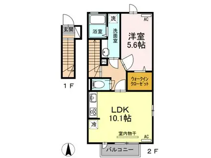 モアリエ V号館(1LDK/2階)の間取り写真