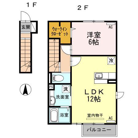 オプティマムハウス B棟(1LDK/2階)の間取り写真