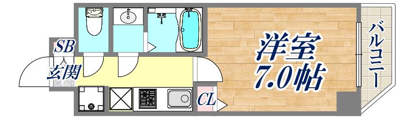 CRESTTAPP神戸湊町NOIR(1K/4階)の間取り写真