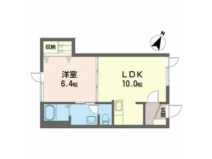 ディアス風が丘(1LDK/1階)の間取り写真