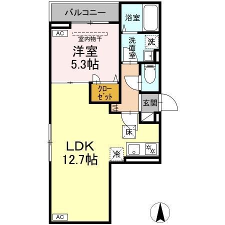 セレスティア南花畑IV(1LDK/1階)の間取り写真