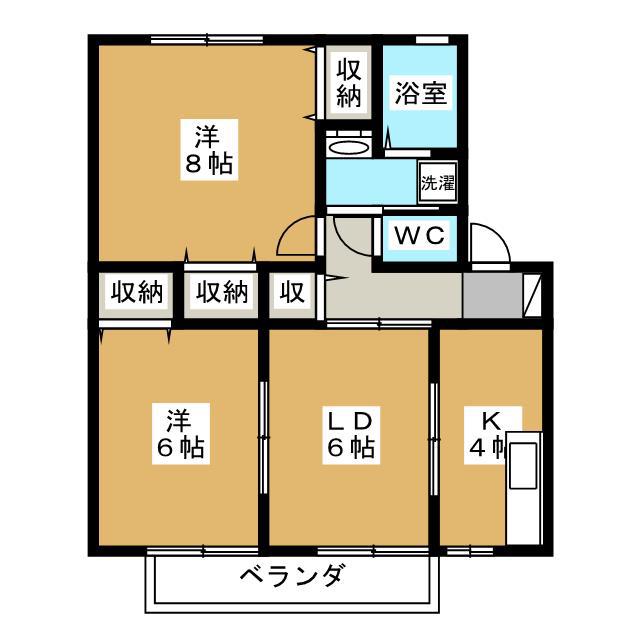グランドール沢村B(2LDK/1階)の間取り写真