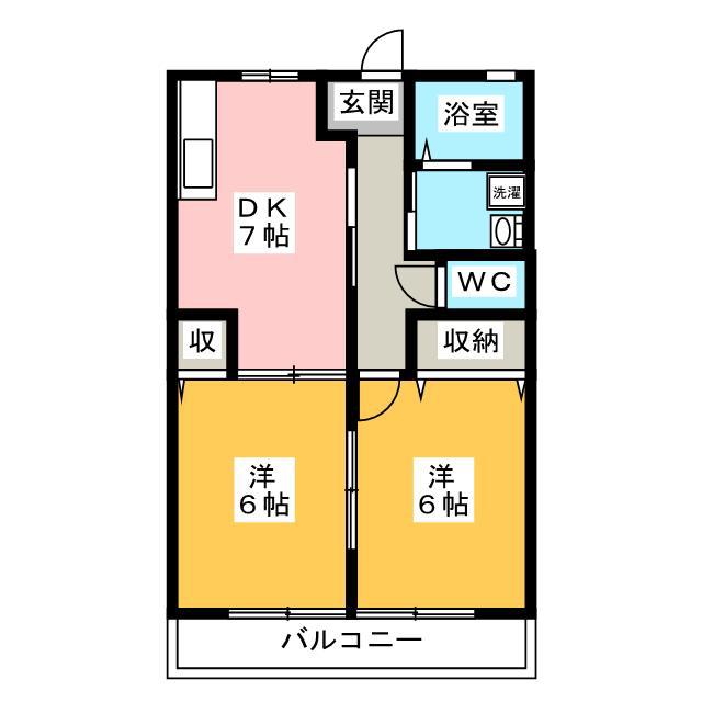 遠州鉄道 八幡駅(静岡) 徒歩14分 2階建 築22年(2DK/2階)の間取り写真