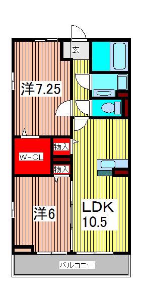 マリアージュ(2LDK/1階)の間取り写真