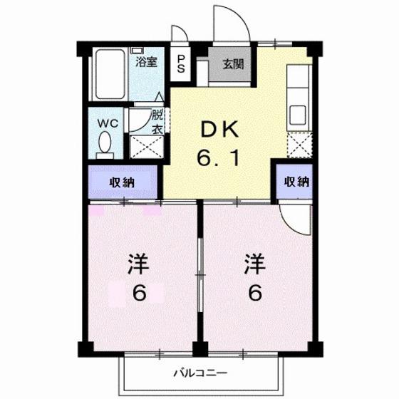 シティハイツ妹尾A(2DK/1階)の間取り写真