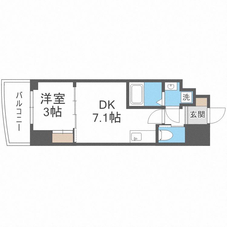 セレニテ難波プリエ(1DK/4階)の間取り写真