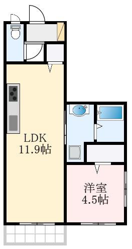 YU参番館(1LDK/1階)の間取り写真