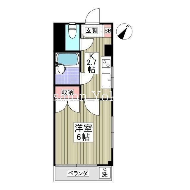 ヒルズ白楽I(1K/3階)の間取り写真