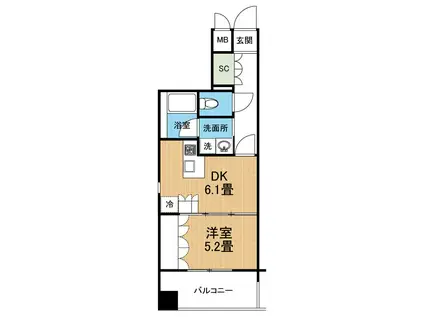 サンロージュ水前寺公園(1DK/5階)の間取り写真