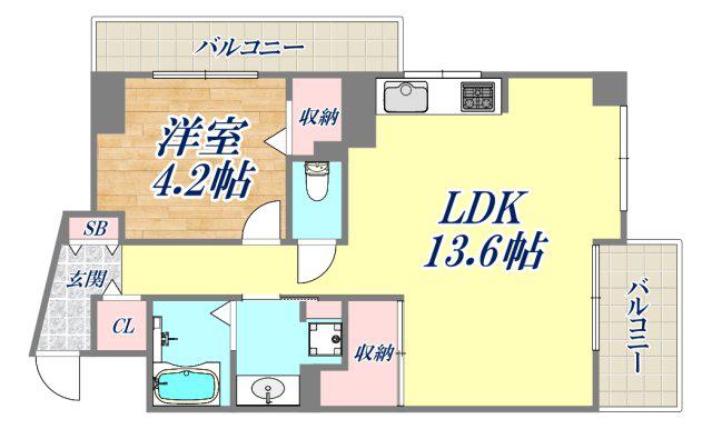 芦屋コンチェルト(1LDK/5階)の間取り写真