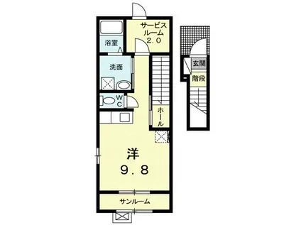 ブラン・グラース(ワンルーム/2階)の間取り写真