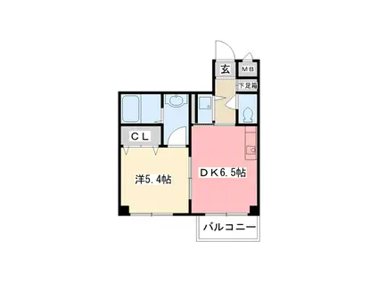 REVE甲東園I(1DK/3階)の間取り写真