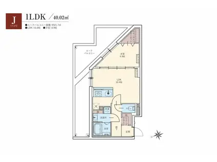 羽田六間堀レジデンス(1LDK/5階)の間取り写真