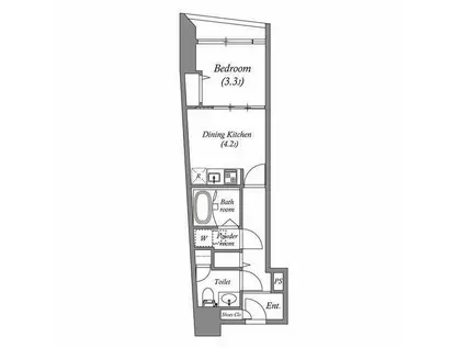 オーパスホームズ三田(1DK/8階)の間取り写真