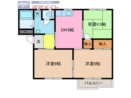 ノワレ伊賀(3DK/2階)の間取り写真