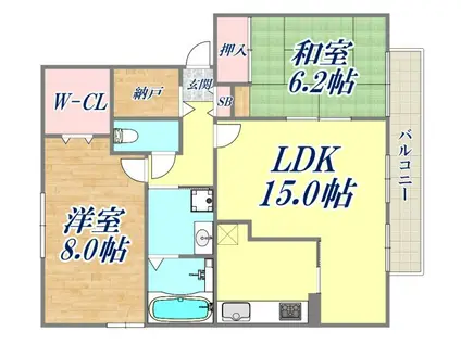モナ・ヴェイル(2LDK/2階)の間取り写真