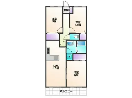 サニープレスキャッスルB(3LDK/3階)の間取り写真