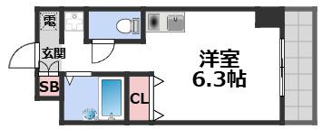 エルミタージュ難波南V(ワンルーム/9階)の間取り写真