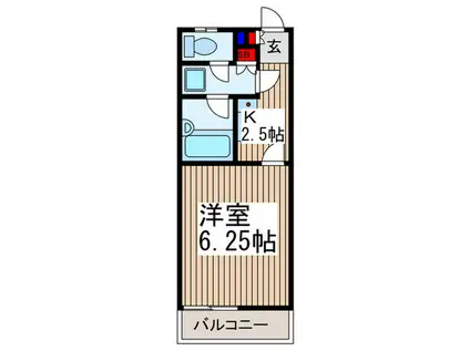 グリーンゲイブルズ(1K/1階)の間取り写真