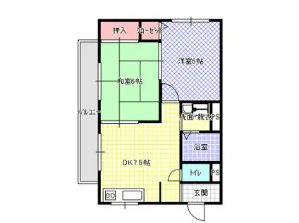 プライム2番館(2DK/2階)の間取り写真
