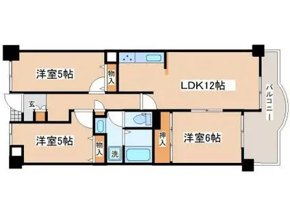 垂水五色山アーバンライフ(3LDK/1階)の間取り写真