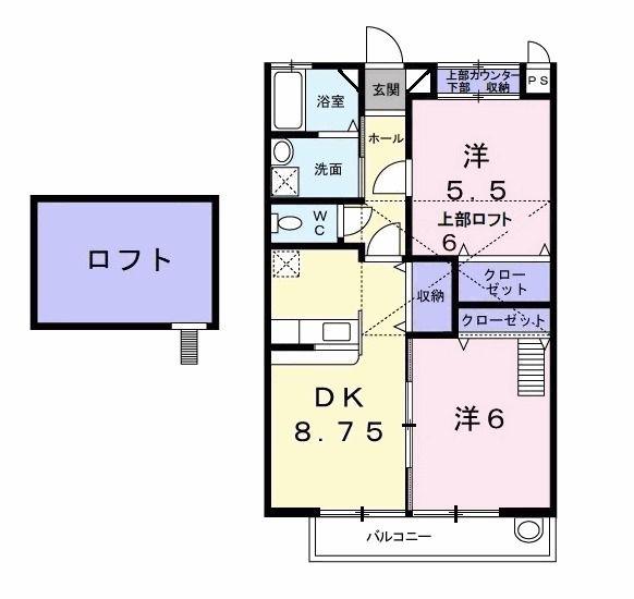 サンハイツ早野新田(2DK/2階)の間取り写真