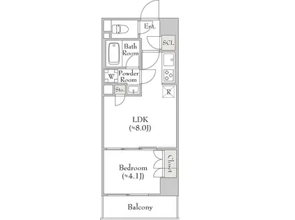 ルミーク関内II(1LDK/2階)の間取り写真