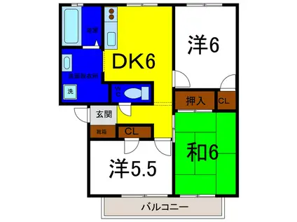 グリーンシャトー ルミエール(3DK/2階)の間取り写真