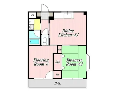 ライフコア中葛西(2DK/2階)の間取り写真