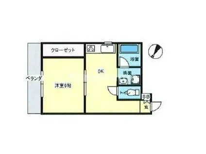 林マンション(1DK/2階)の間取り写真