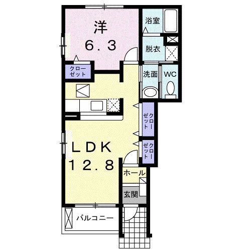 プラシードI(1LDK/1階)の間取り写真