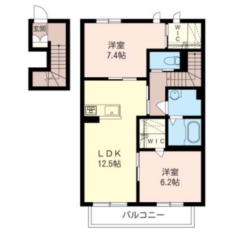 BLOOM Y(2LDK/2階)の間取り写真