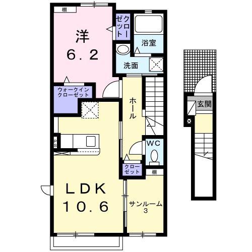 エスペランサVI(1LDK/2階)の間取り写真