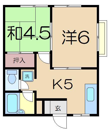 メゾン高部B(2K/2階)の間取り写真