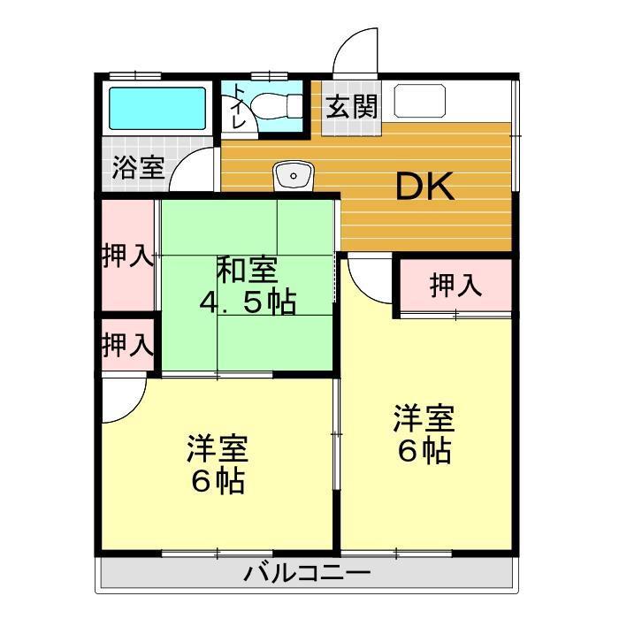 平田アパート(3DK/2階)の間取り写真