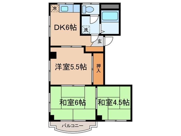 プランドール齊藤(3DK/2階)の間取り写真