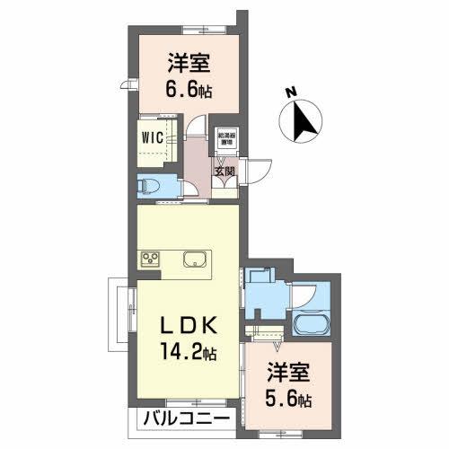 ハレオハナ(2LDK/2階)の間取り写真