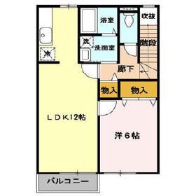 セジュールバラ(1LDK/2階)の間取り写真
