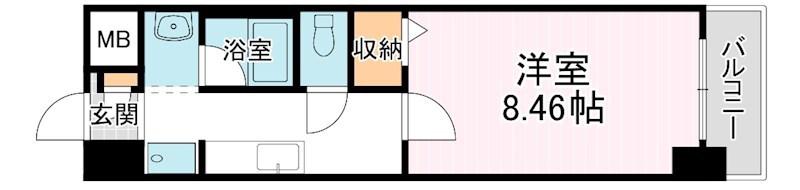 ジュモオネティ(1K/4階)の間取り写真