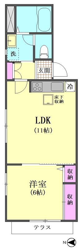 FELISEED山手(1LDK/1階)の間取り写真