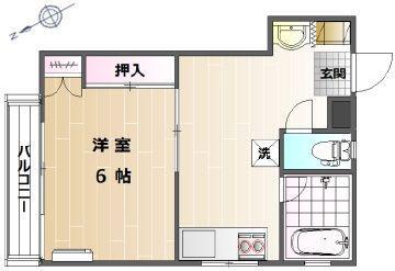 成海ビル(1DK/3階)の間取り写真