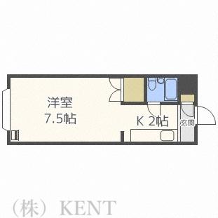 ハイデンスMM八軒(1K/4階)の間取り写真