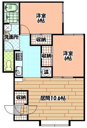 ベラーノ B棟(2LDK/1階)の間取り写真