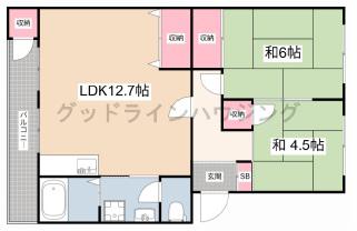 ローレルハイツ三木(2LDK/4階)の間取り写真